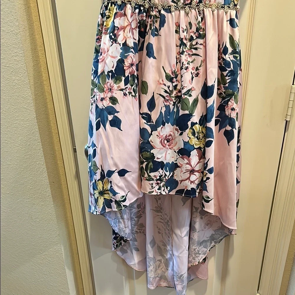 Pink and Blue Sleeveless Sundress with Spaghetti Straps